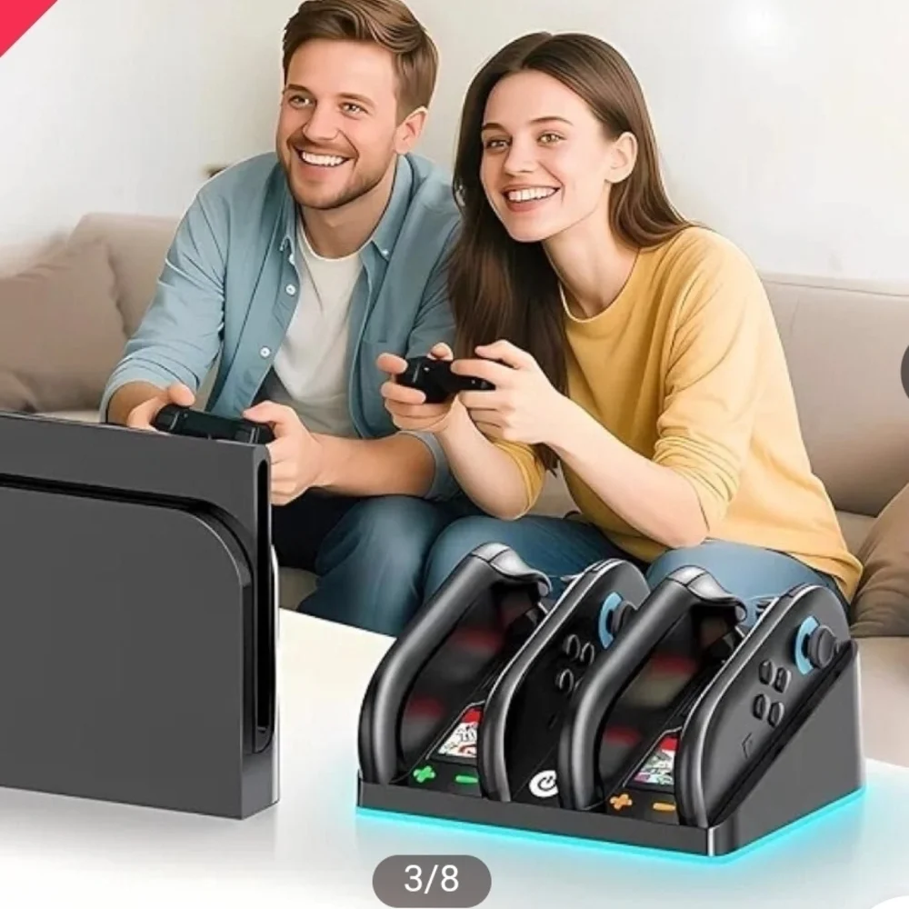 NS2 Charging Base with Black Controllers